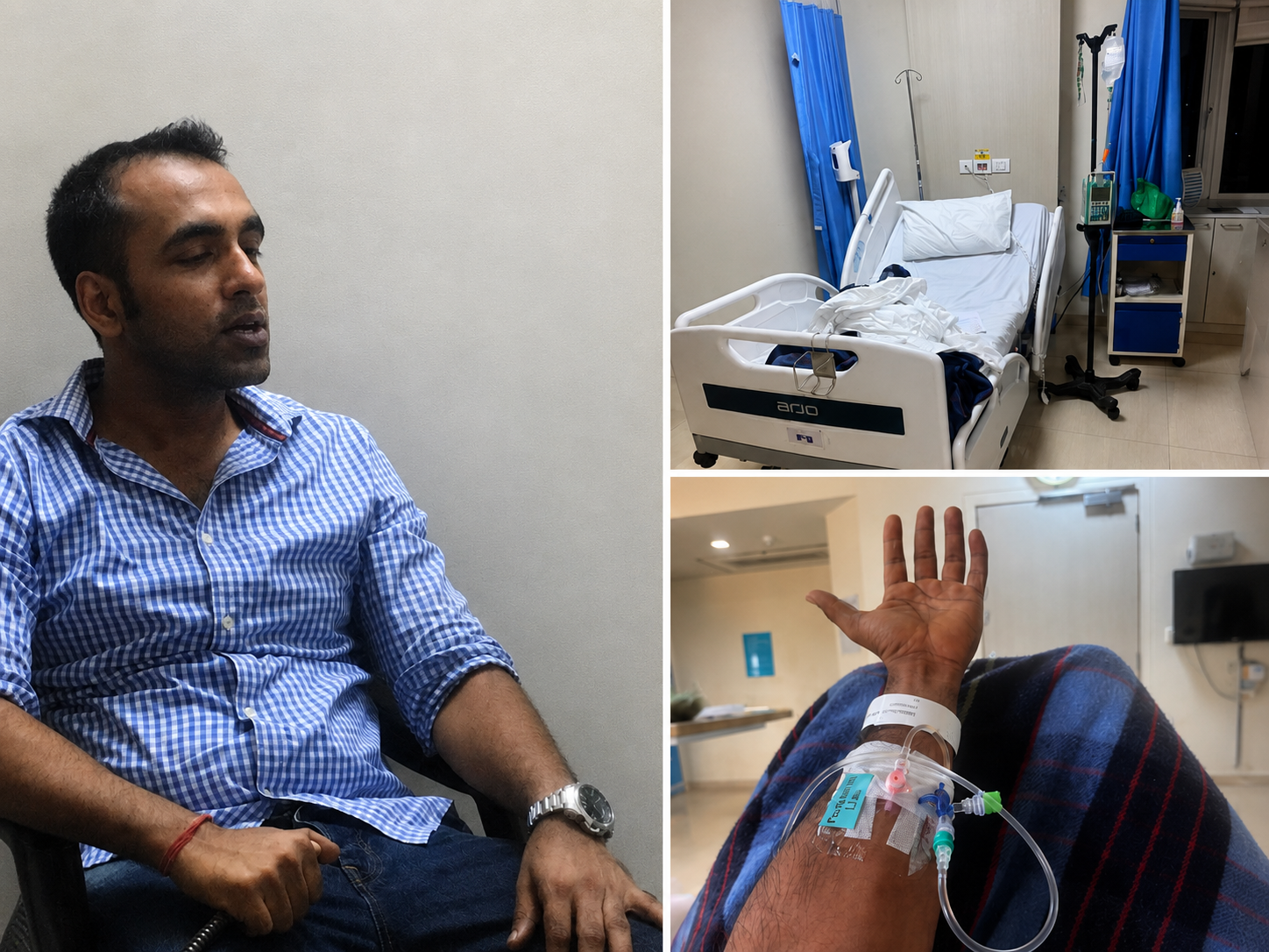 Hospital collage from Avi's health scare